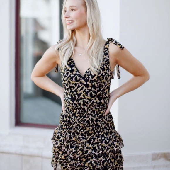 Amanda Uprichard Zita Leopard Ruffle Mini Dress - Picture 8 of 11